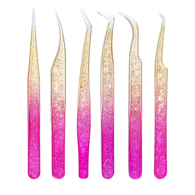 1 Pc Eyelash Tweezers Ice Flower Anti-static 3D Accurate Professional Eyebrows Lash Extension Supplies Makeup Tools