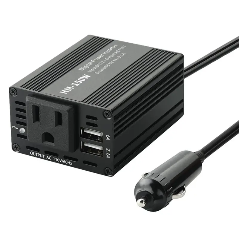 【Price Drop !!】-US Socket Transformer 150W Car Inverter DC 12V To US AC 110V Output 60Hz Dual USB Adapter Auto Converter