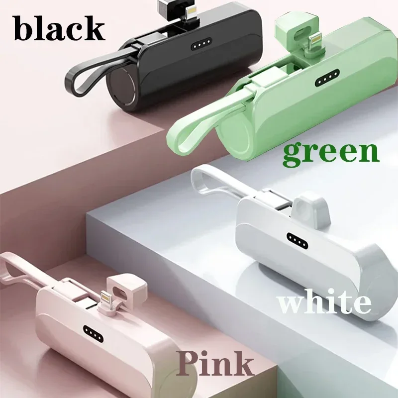 Mini power bank 30000mAh built-in cable power bank plug and play external battery portable charge