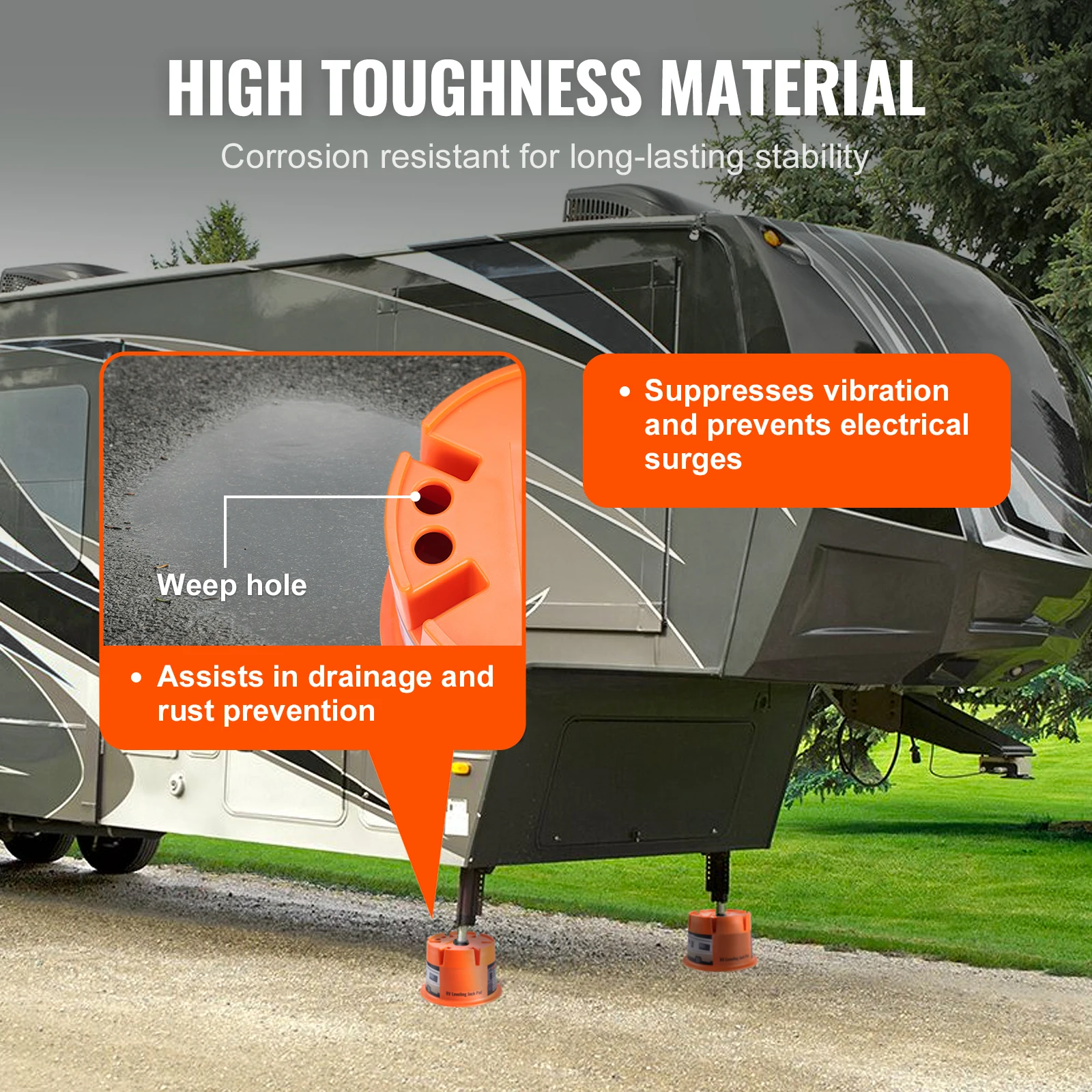 SucceBuy مقطورة جاك كتلة سعة 2000 رطل لكل كتلة تسوية RV عالية الجودة من مادة البولي بروبيلين RV كتلة مثبت التخييم 2-حزمة #6