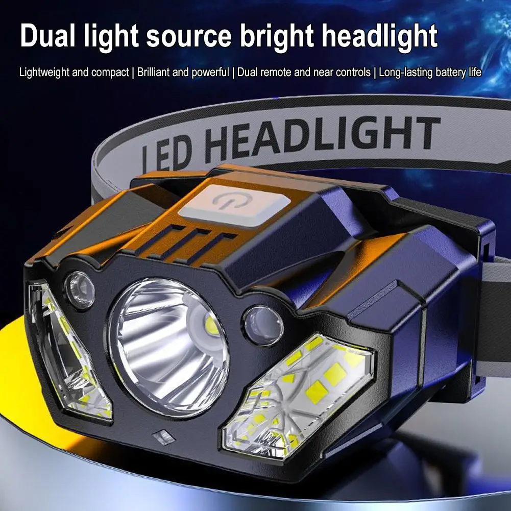 LED Waving Sensor Headlights Super Bright And Bright Range Charging Light Work Head Extra Light Mounted Long I2D2