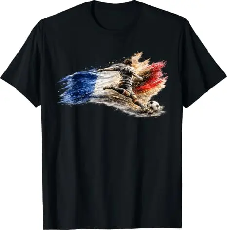 Frankreich Fußball Französisches Fußball-T-Shirt aus Weicher Baumwolle Y2k Fußball-Spieltag Grafik-Bekleidung Frankreich-Team Fans Personalisiertes Trikot-Shirt – Detail 7