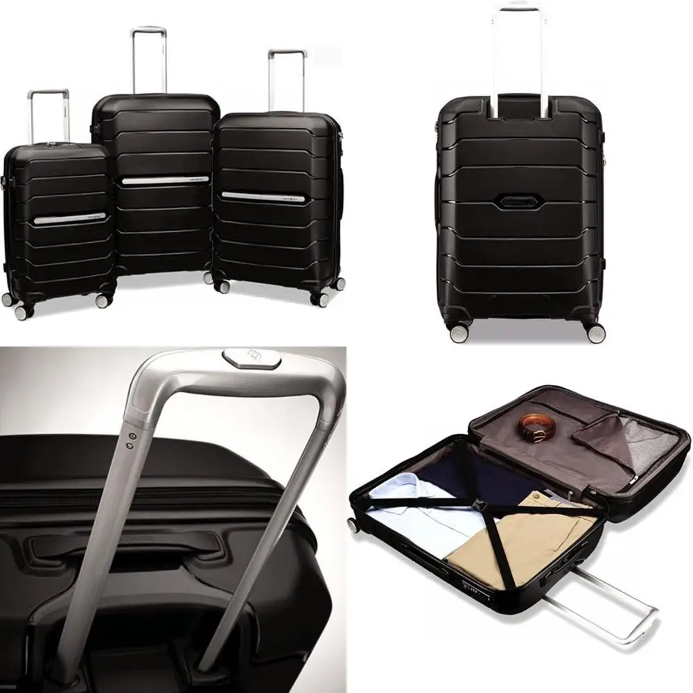 Zestaw walizek na kółkach - rozmiary 21, 24, 28 cali, czarny