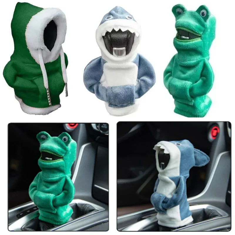 Fashion Hoodie Car Cute Cartoon Gear Shift Knob Cover Gearshift Handle Gear Lever Decorative Hoodie Cover Auto Interior Accessor