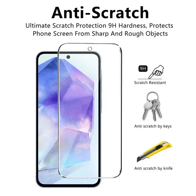 4Pcs Tempered Glass For Samsung A55 A35 A53 A54 A34 A13 A14 A15 A52 A12 A33 A23 A25 A32 A73 A21S M12 M31S M52 Screen Protectors