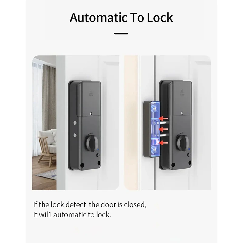 Smart Tuya App IC Card Lock per porta in legno Serratura Bluetooth Serratura elettronica Nessuna trapano Installazione nascosta interna Durevole