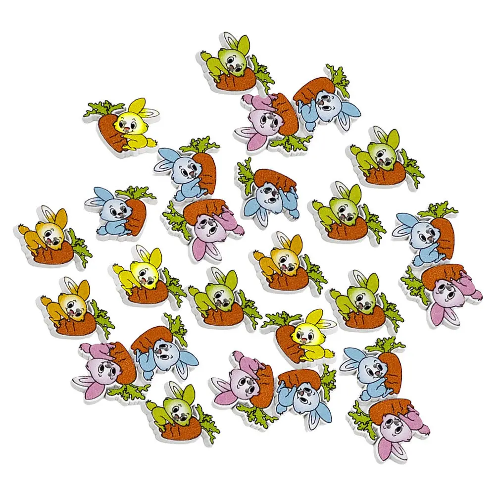 

50 шт. деревянных пуговиц в форме кролика для Пасхи, декоративные пуговицы для шитья, рукоделия и модных изделий ручной работы
