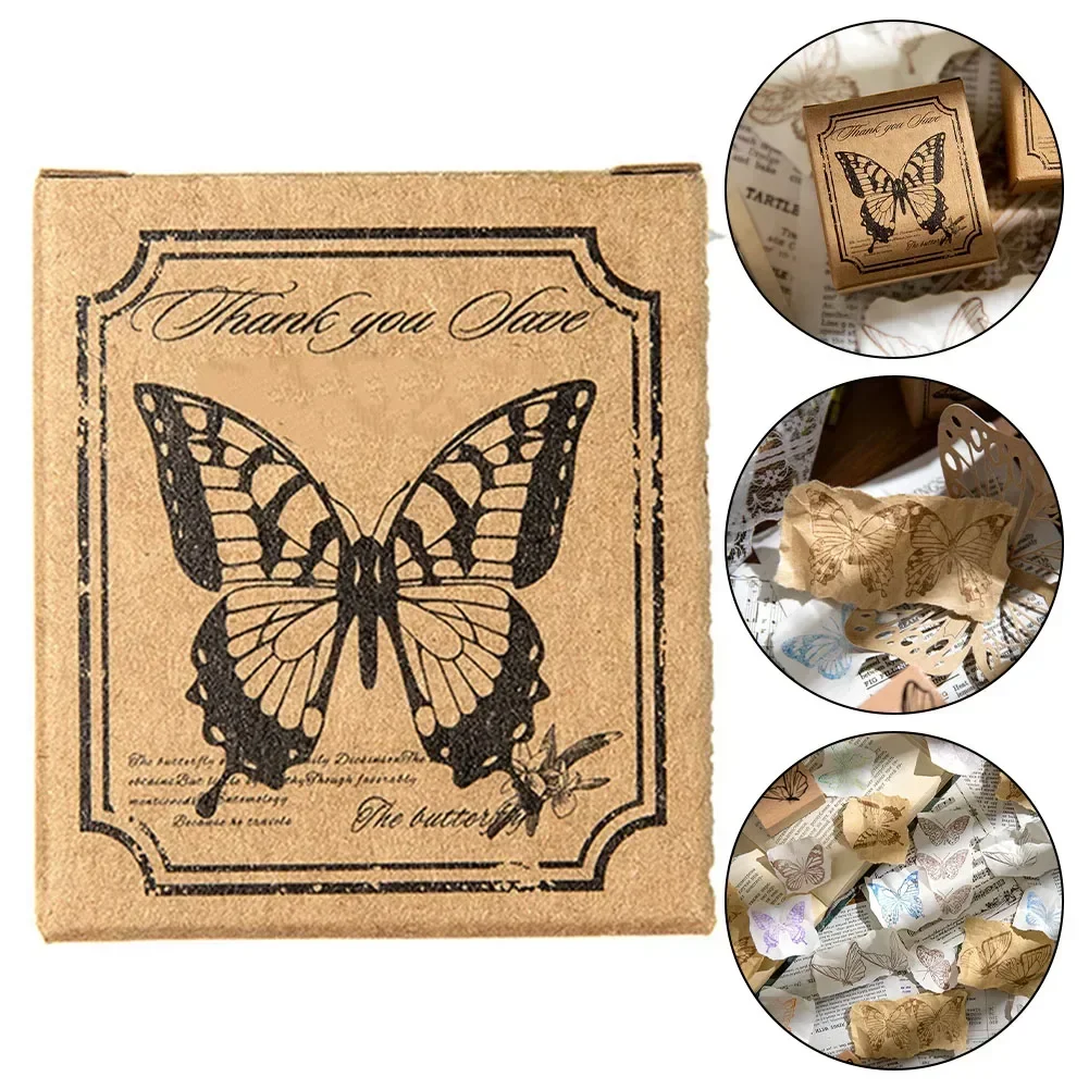 나무 고무 스탬프 나비 패턴 DIY Scrapbooking 인사말 카드 일기 맞춤 장식 엠보싱 4.3x4.9x3.8cm