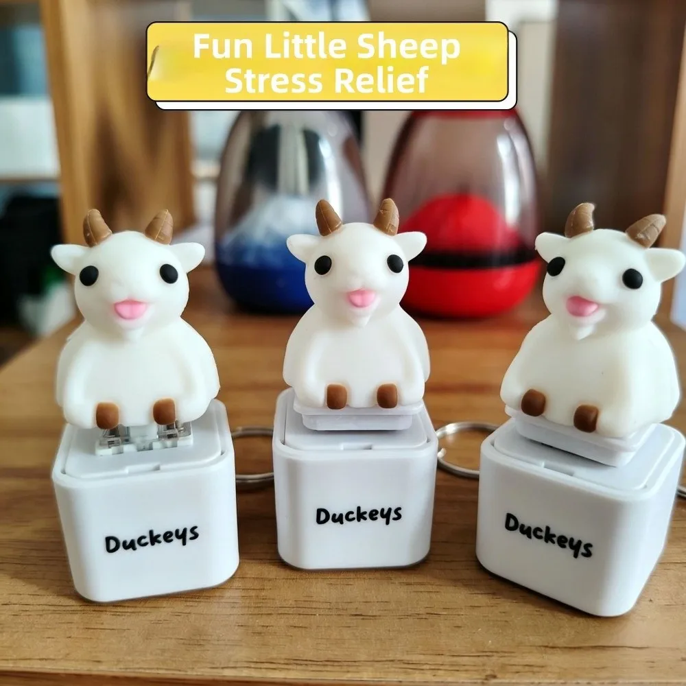Rechargeable Animal Sound Light Fidget Keychain Glowing Simulation 3D Dogs Sheep Fidget Voice Cartoon Fidget Button Key Chain