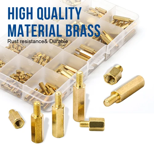 Imagen 2 del producto Separador de latón hexagonal M3 macho y hembra, Kit surtido de espaciadores, oro hexagonal, pcb, separador de pilar de placa base, 300 unids/set