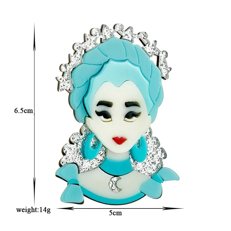 Blucome Bule Hair Zircon Lady Brooches Women's Stylish Acrylic Material Badge Exquisite Party Gift Pins Accessory Jewelry