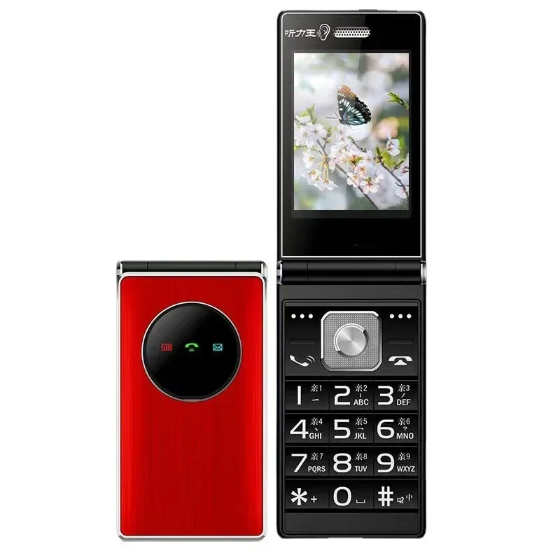 Elderly Big Push Button Flip Mobile Phone 2.4 Inch Dual Sim Card MP3 Speed Dial Dual Torch Metal Border Mini Clamshell CellPhone