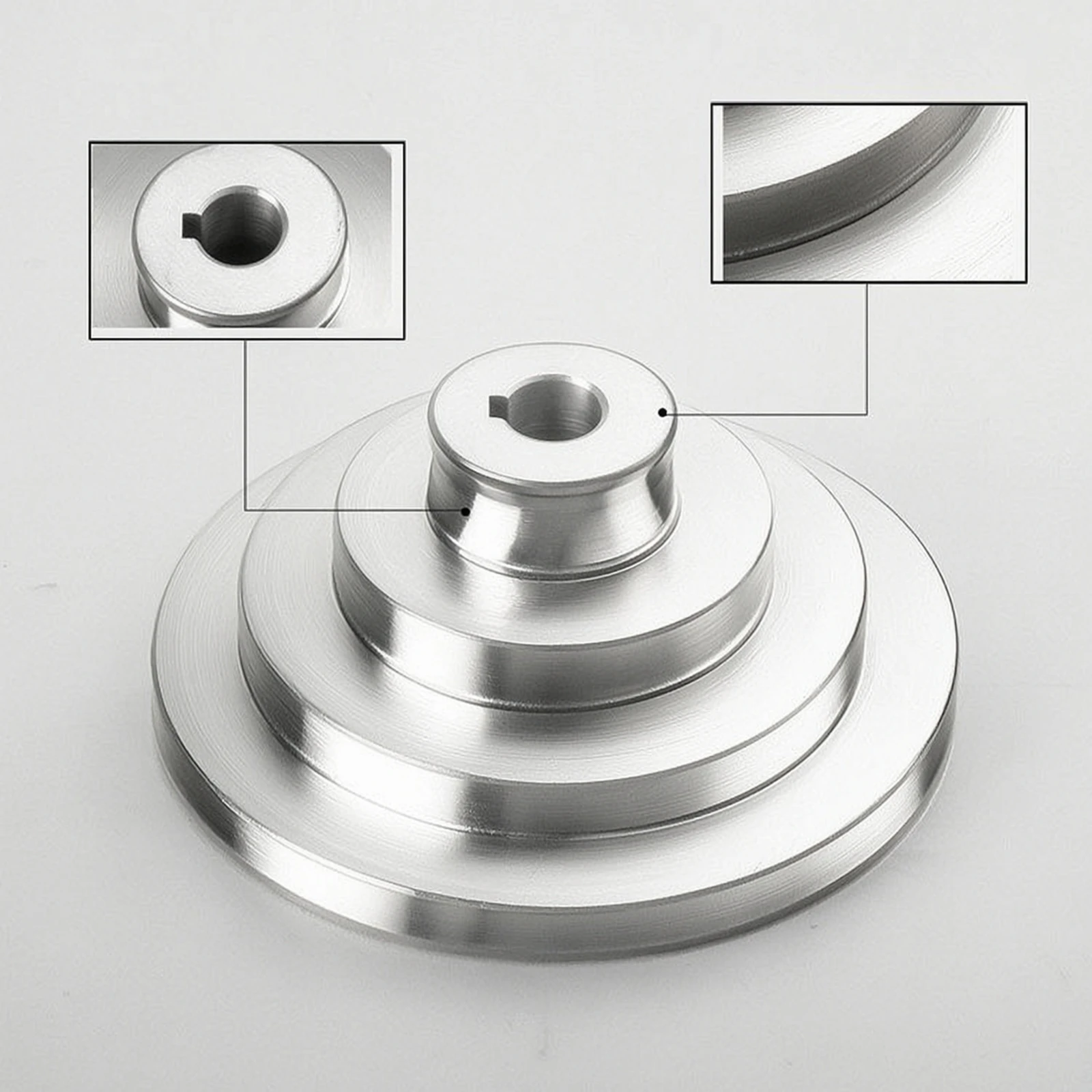 Stepped Belt Pulley Wide Compatibility Stepped Pulley with Keyway Long-Lasting Smooth for Machinists, Drill Press view 2