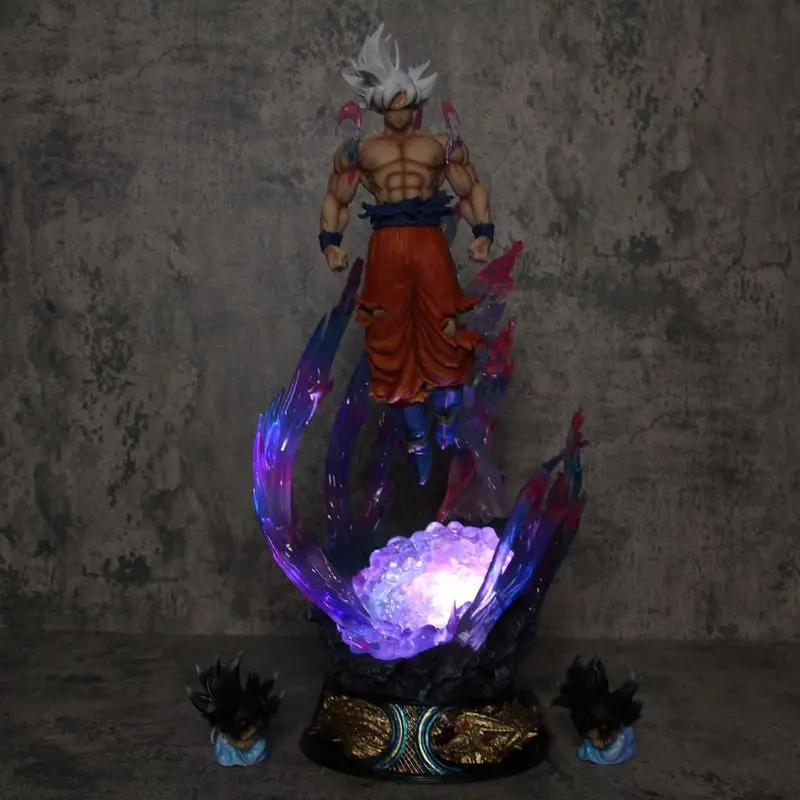 

Dragon Ball 53cm Anime Figure Ultra Instinct Son Goku Can Emit Light Kakarotto Three Heads Action Figure Pvc Model Doll Toy Gift