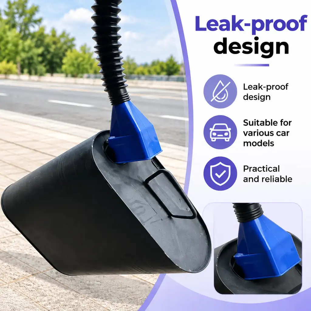Hands Free Oil Funnel Flexible Foldable Telescoping Funnel for Engine Oil Filling and Multi-Angle Automotive Use