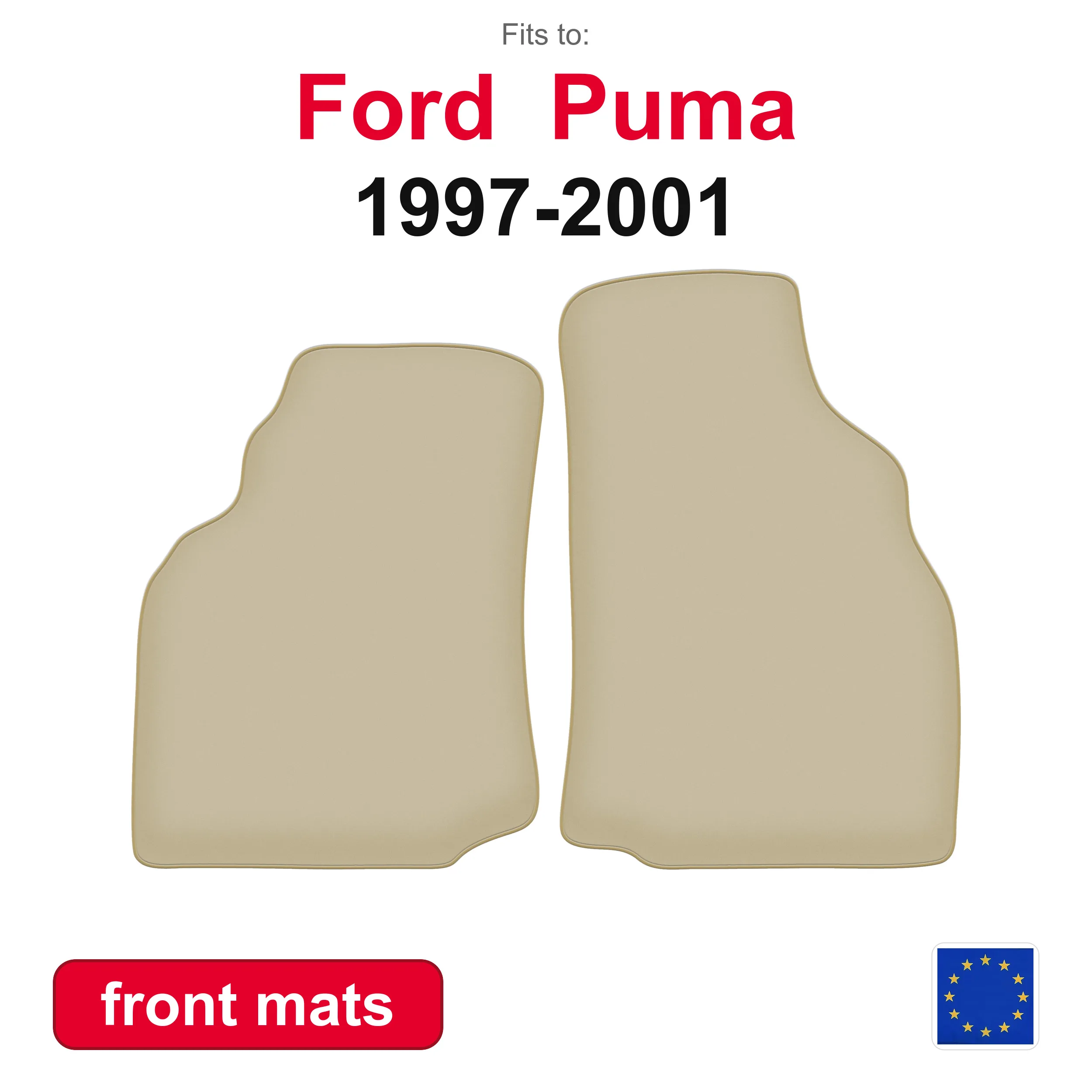 PREMIUM-Autofußmatten für den vorderen Boden für Ford Puma Coupe (1997–2001) – beige, 2-teiliges passgenaues Autofußmatten-Set für den vorderen Boden