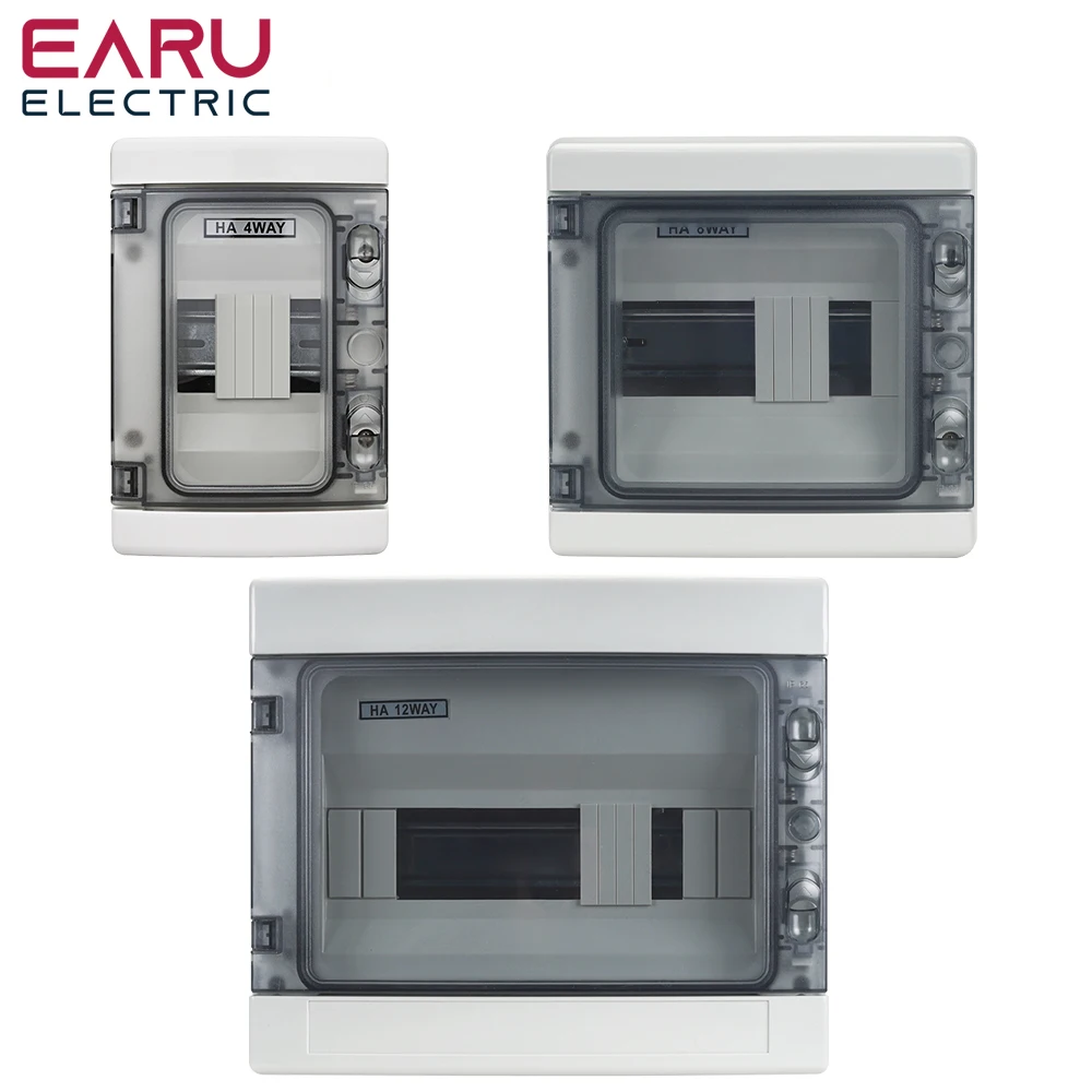 EARU New HA 4/8/12 WAY Series Junction Box PC Plastic Outdoor Electrical IP65 Waterproof Dustproof Distribution Switch Box