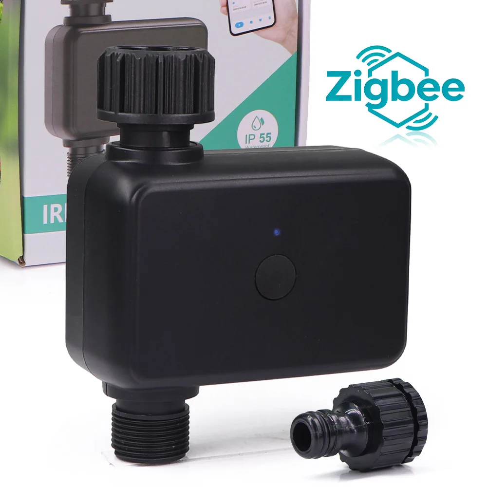 

Умный таймер полива 3/4 дюйма Zigbee для одной зоны, автоматический контроллер для садового орошения, управление через приложение, отсрочка полива при дожде