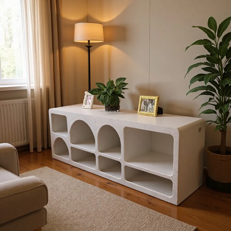 

Cream wind cave cabinet, Nordic simple cabinet floor-to-ceiling locker, simple entrance display cabinet display cabinet