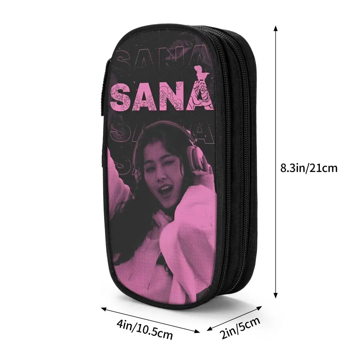 Twice Sana Pencil Cases Korean Kpop Music Pen Holder Bags for Student Large Storage Office Zipper Pencil Pouch