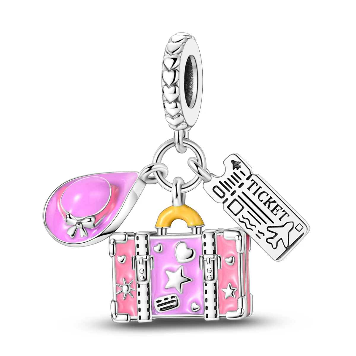 925 Sterling Silver Hat Suitcase Travel Pendant Charms Beads Fit Bracelets DIY Fine Party Decoration Gift Jewelry Accessories