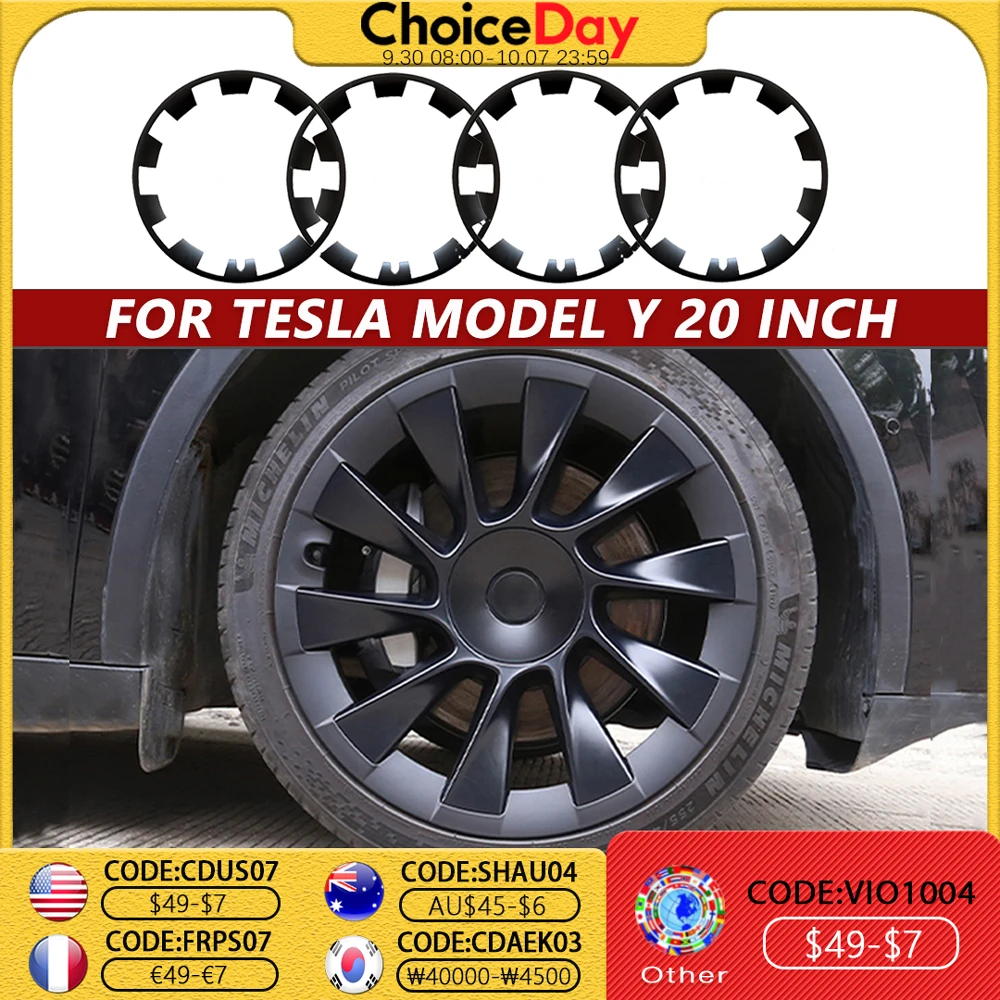 

4 шт. защитное кольцо ступицы колеса для Tesla Model Y 20-дюймовая замена, полная замена обода, аксессуары для колес 2018-2023