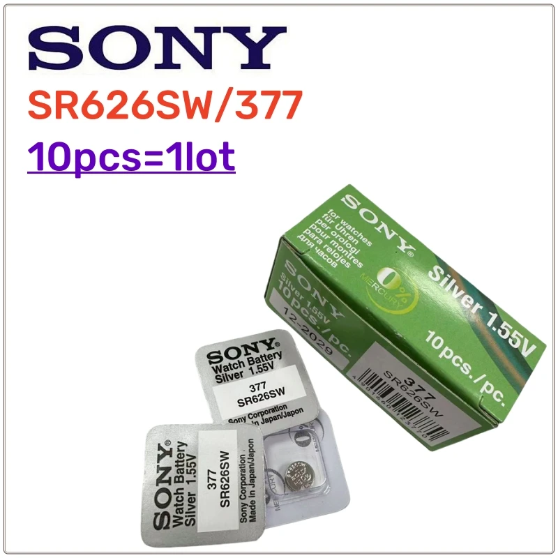 10 pices d'origine SONY 377 SR626SW LR626 AG4 1.55V Batteries LR66 377 377A pile alcaline montre jouets voiture pile bouton  distance