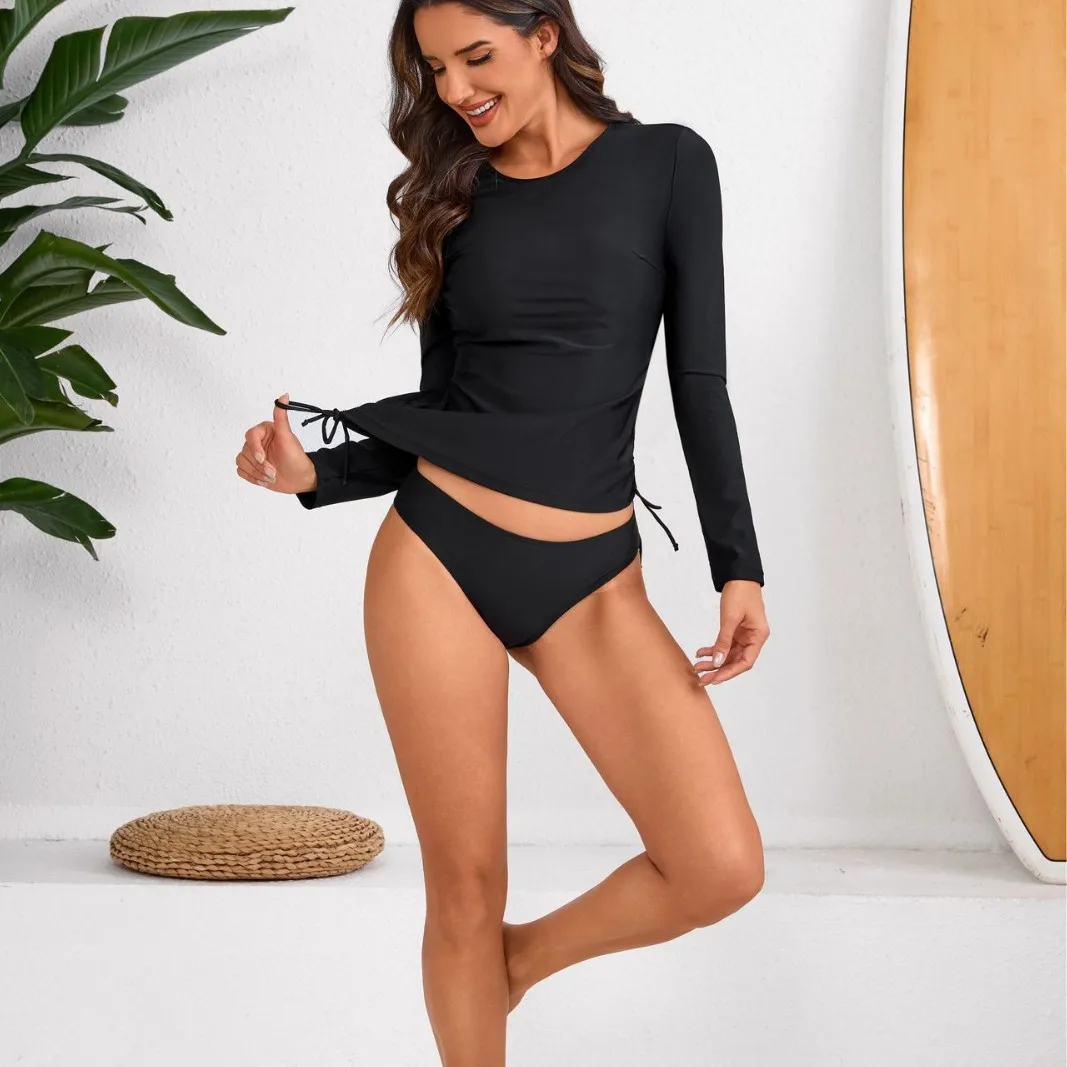 

Солнцезащитный купальник с длинными рукавами, 2026, модный разделенный костюм для серфинга, женский купальник, комплект гидрокостюма-бикини, купальники-танкини, купальный костюм