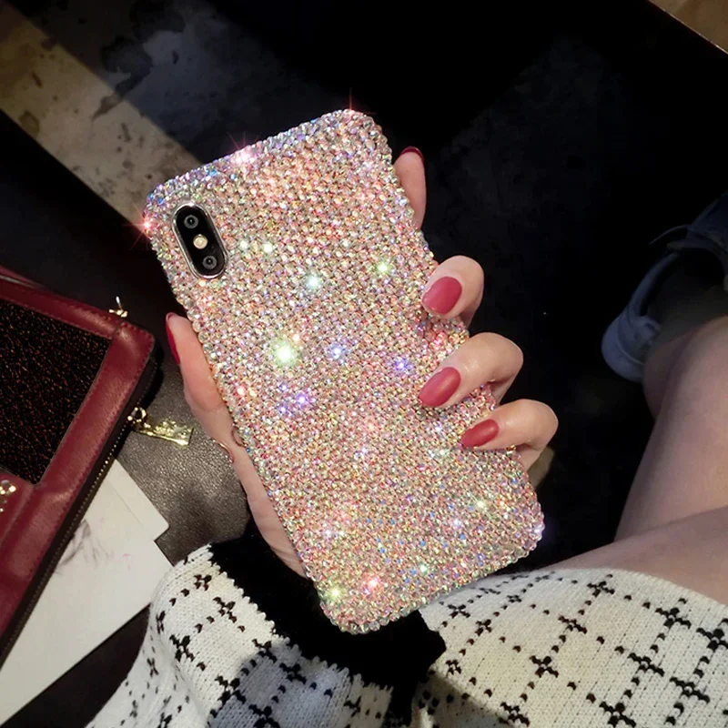 Full Rhinestone Diamond Case Cover for Samsung Galaxy S24 Plus, S21, S22, 23Ultra, Note20, Handmade Bling, Glitter, Women, Girl