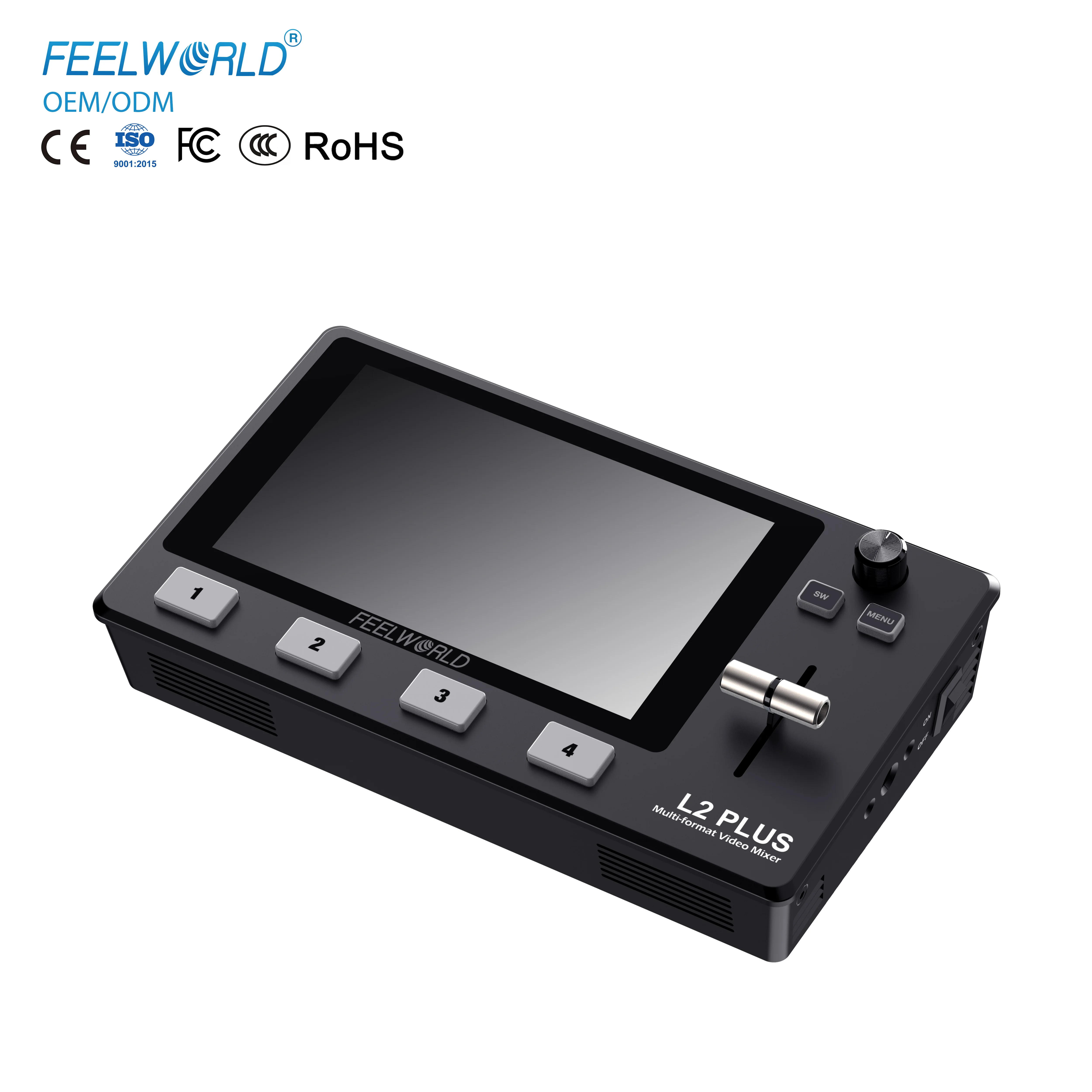 Mezclador de Video Profesional con Pantalla Táctil X FEELWORLD L2 PLUS de 5.5 Pulgadas, 4 Entradas HDMI, Mezclador de Transmisión en Vivo con Control PTZ, Servicio OEM