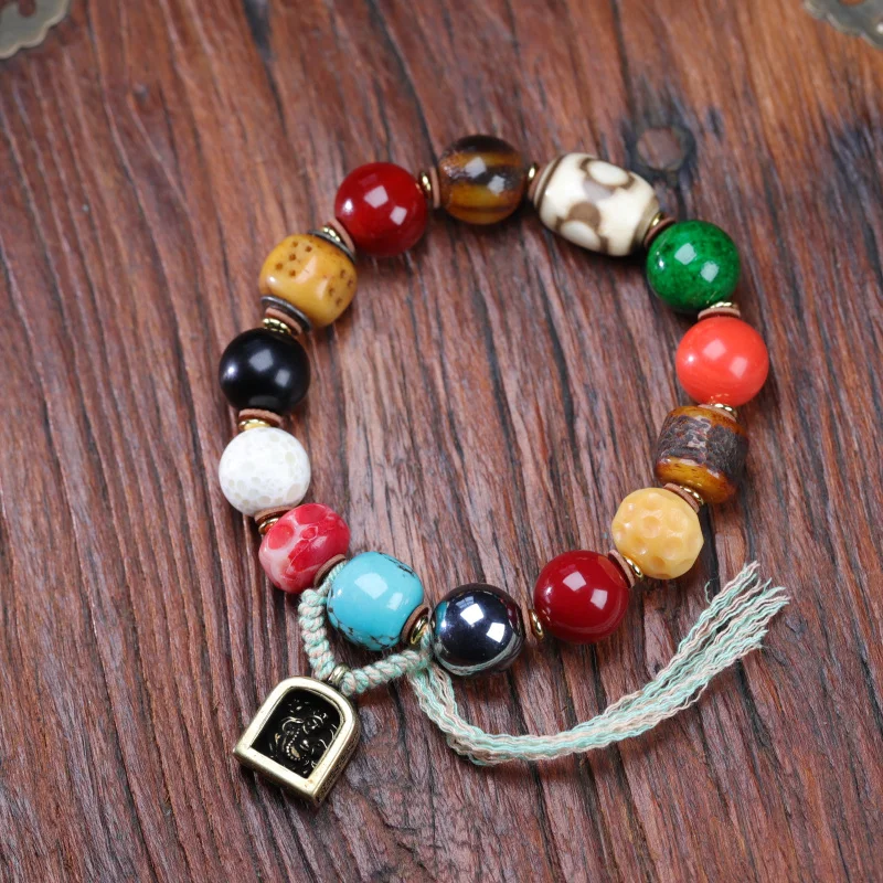 

Tibetan Style Duobao Bracelet Horn Horn Imitation Horn Single Ring Women's Bracelet