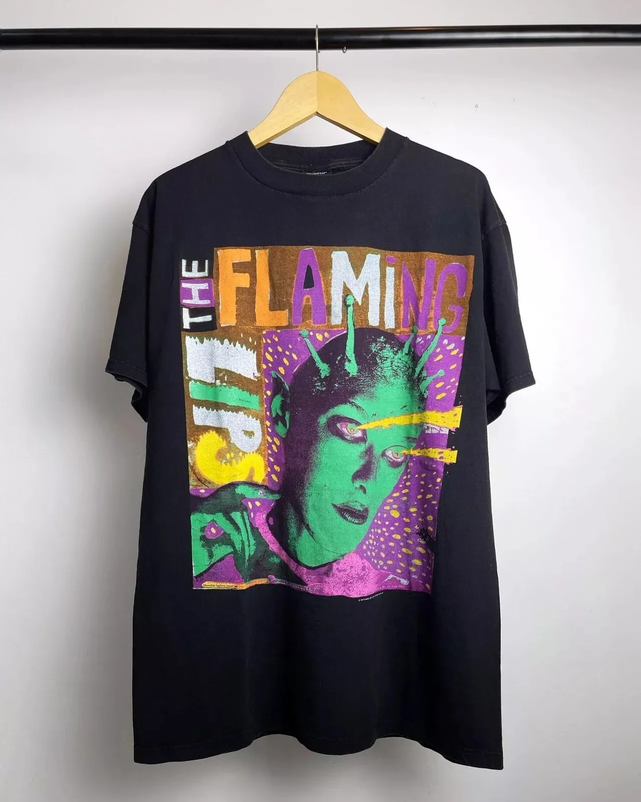 The Flaming Lips Alien Art 90s Graphic Basic Black Unisex Tshirt Reprint S-5XL