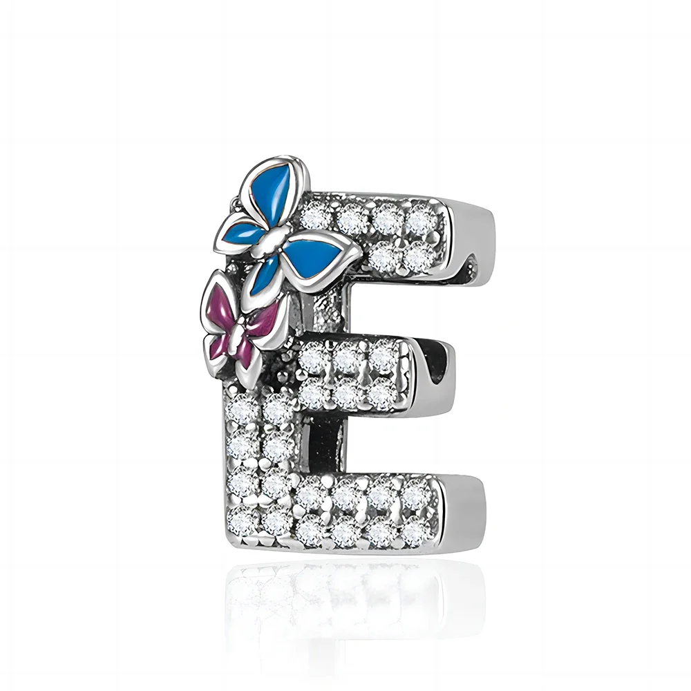 Fashion Butterfly A-Z Letters Charms Beads Real 925 Sterling Silver Fit Pandora Bracelet Bead for Women Diy Jewelry