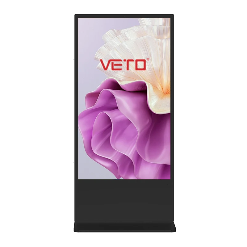 VETO LCD 32-86 بوصة لافتات رقمية واقفة على الأرض ومشغل فيديو 4K إعلان Android Wifi توتيم داخلي تفاعلي