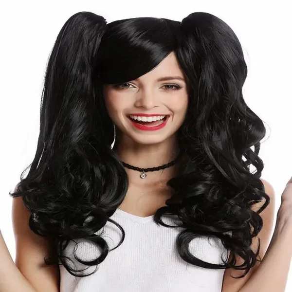 Ladies' Lolita Japan Long Black Wavy 2 Braids Gothic Cosplay wig