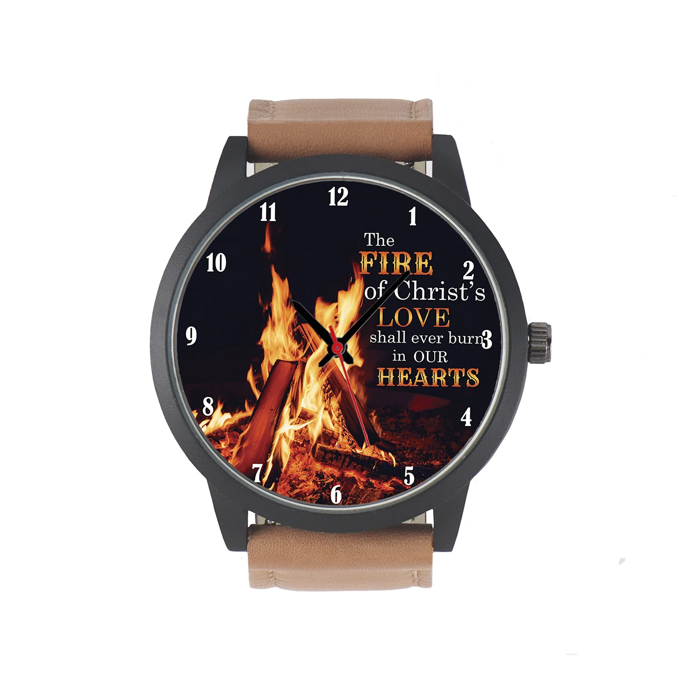 

Factory Store Fire Design Christ's Love Gifts For followers of Christianity Men's Battery Quartz Wrist Watch