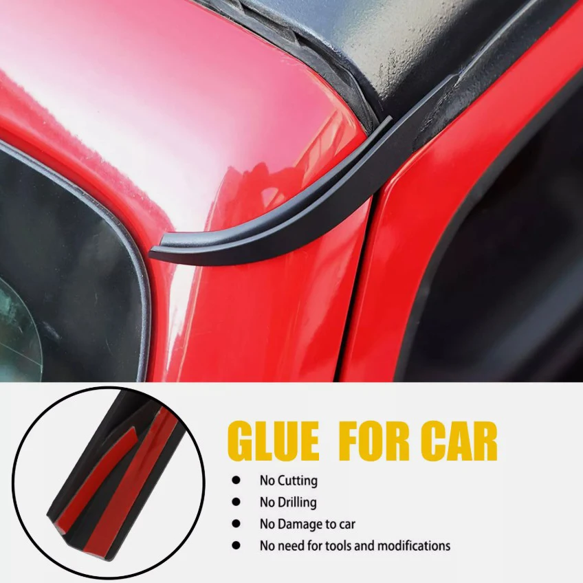 سقف السيارة مزراب المطر تمديد فتحة تحويل مياه الأمطار سيارة الصلب أعلى سقف تدفق ل جيب رانجلر JK 2007-2018 اكسسوارات السيارات #3