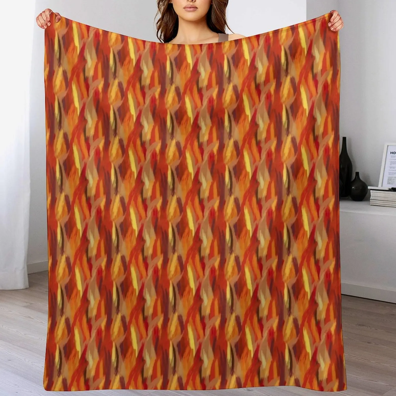 

Warm Brush Strokes Throw Blanket Custom anime Soft Plush Plaid Blankets