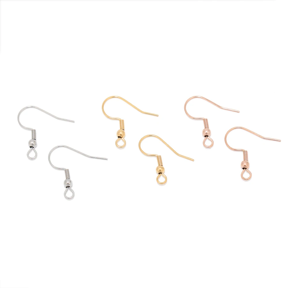 50Pcs Stainless Steel Ear Wires Rose Gold Color Earrings Hook Jewelry Earring Clasps Hooks Fittings Making Accessories