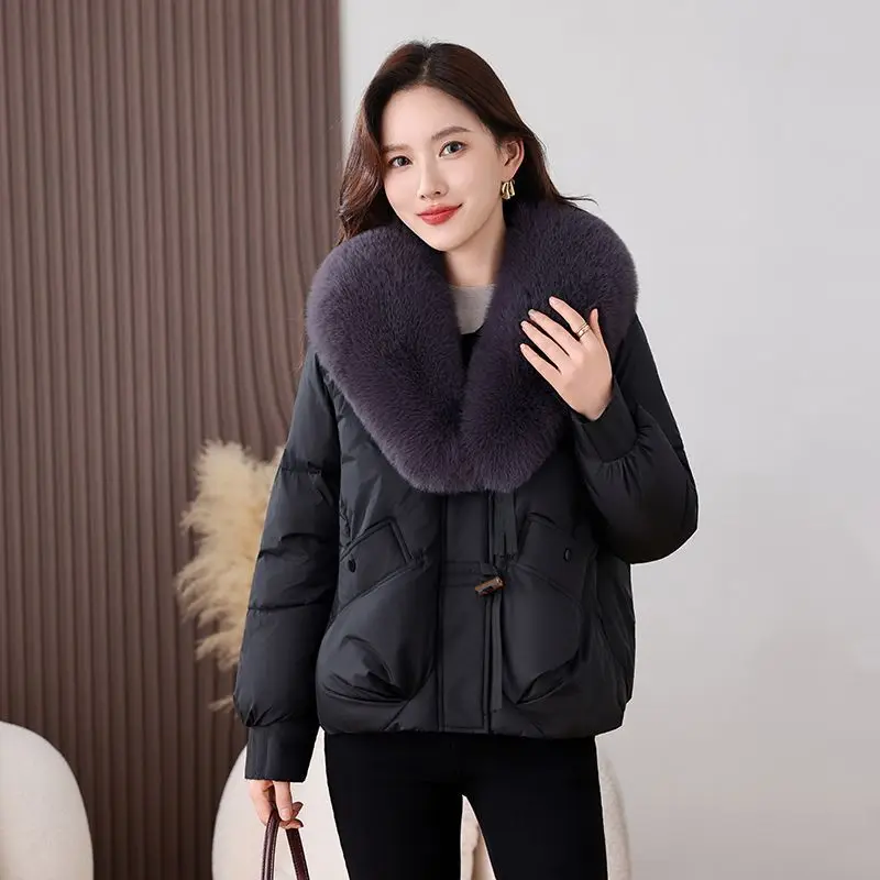 

New 2025 Fashion Big Collar Loose Down Cotton Jacket Winter Coat Women's Cotton Coat Parka Short Cold Protection Warm Overcoat
