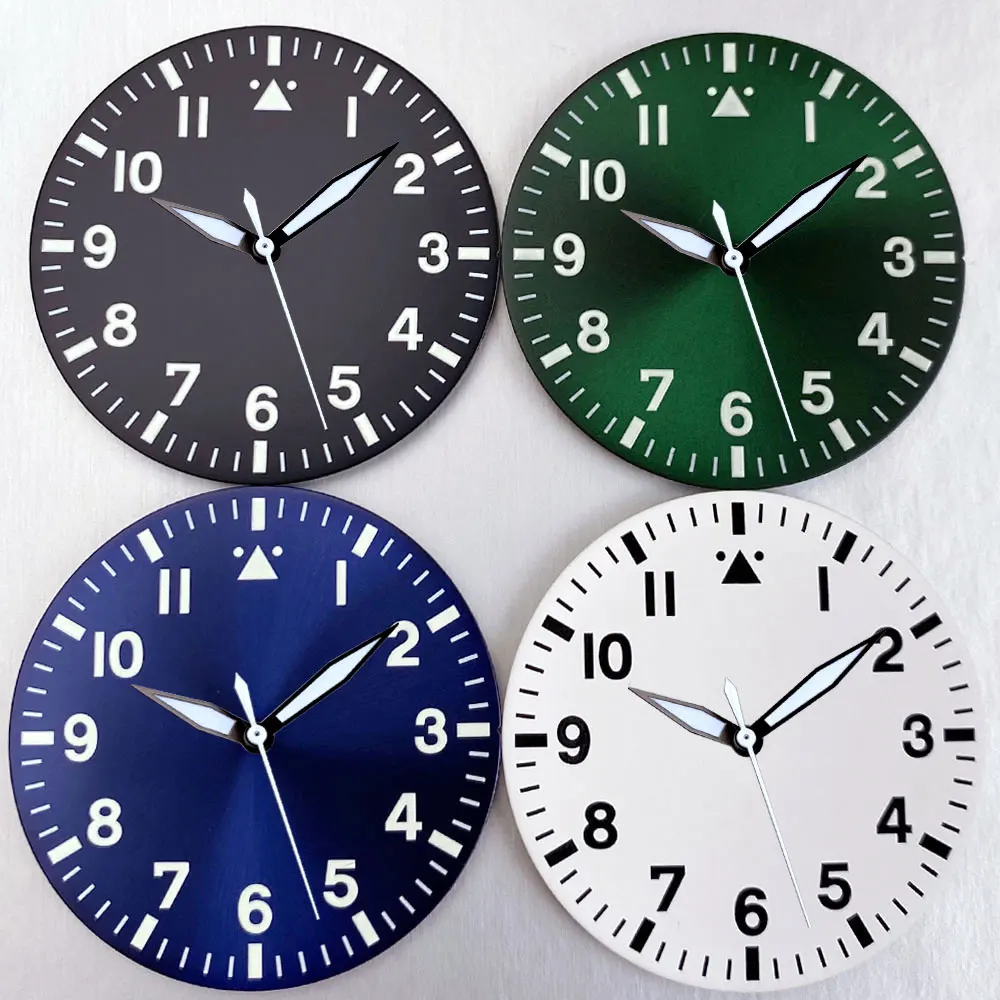 Sunburst Blue Green 38mm Watch Dial White Black Hand Set Fit NH35 NH36 NH38 PT5000 for Pilot Diving Men Watch Parts Accessories