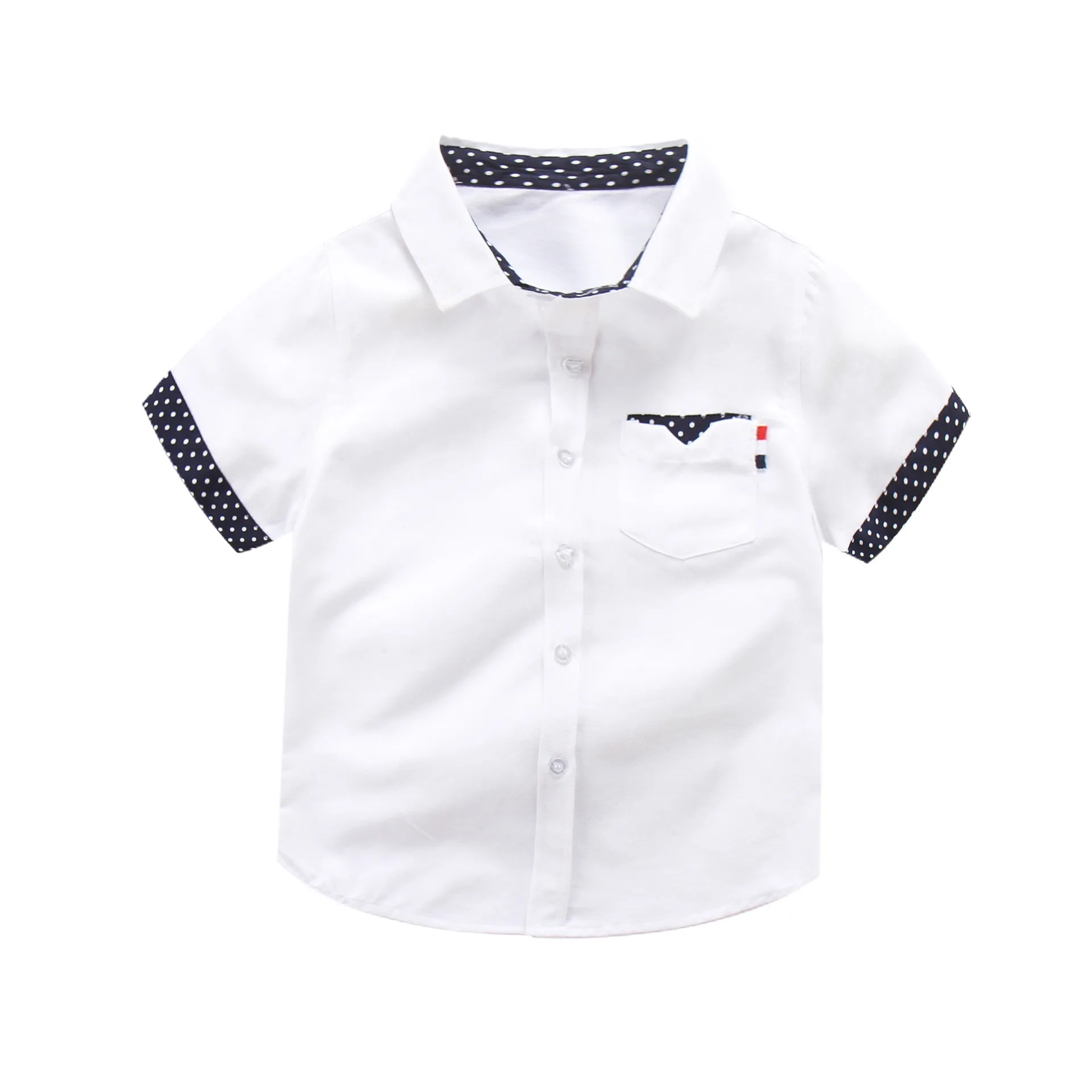 2024 Hot Sale Children Shirts Fashion Solid Cotton Short-sleeved Boys Shirts For 2-14Age kids Blouses clothes Baby Shirts Tops