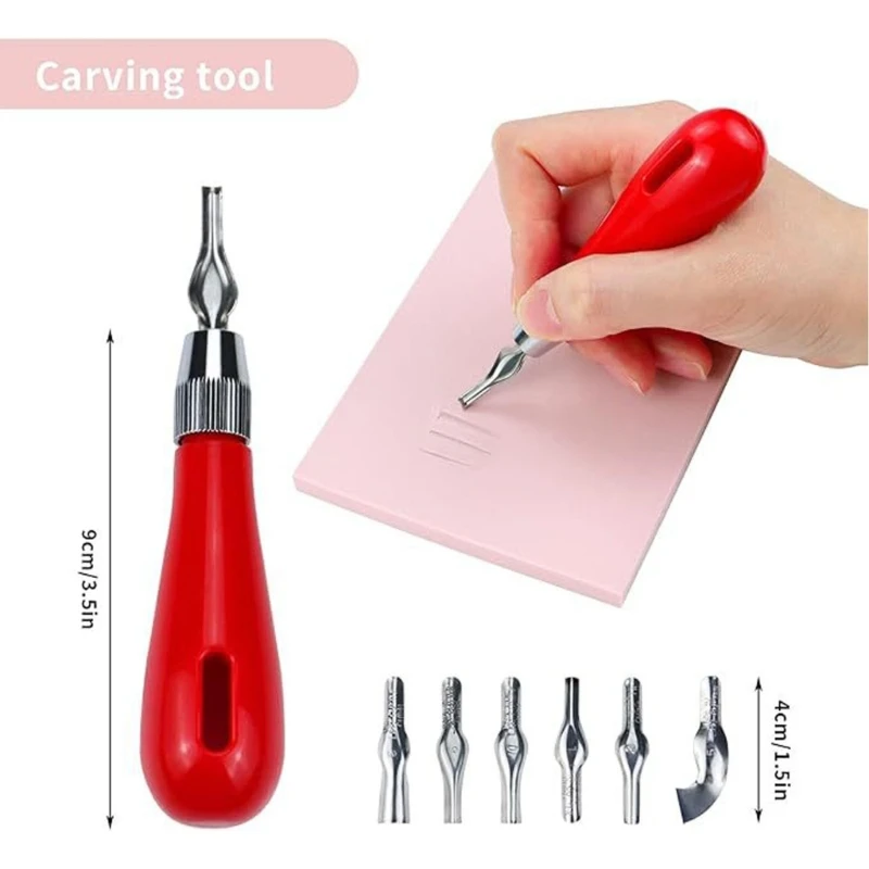 Rubber Stamp Making Linoleum Cutter With 6 Roller Rubber Carving Block