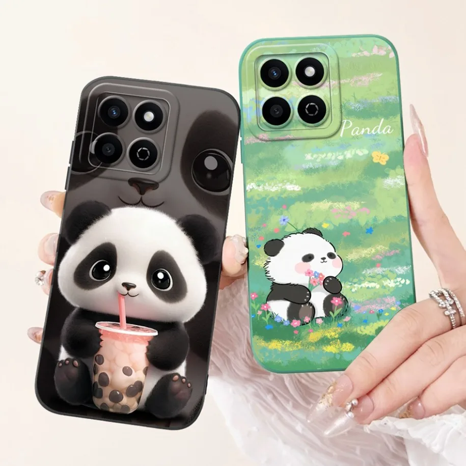 Case For Honor X7c 4G Cover HonorX7c 5G ALT-NX1 Phone Case Cute Panda Cartoon Soft Silicone Matte Cover For Honor 200 Smart Capa