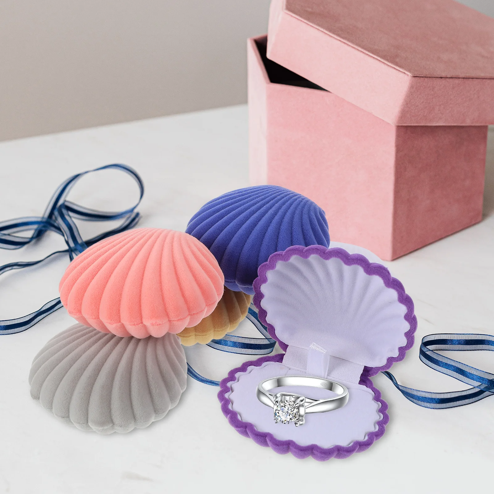 

6 Pcs Gift Jewelry Box Lovers Shells Case Earring Engagement Boxes for Proposal