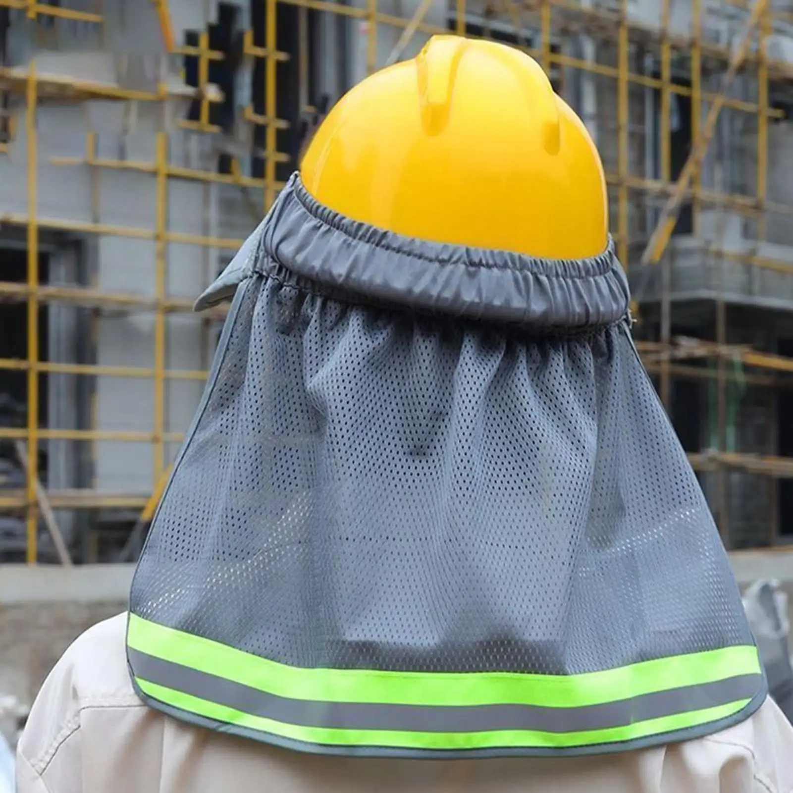 Safety Reflective Hard Hat Shade Neck Shield Helmet Sun Shade Reflective Stripe Summer Sun Protection for Construction Working