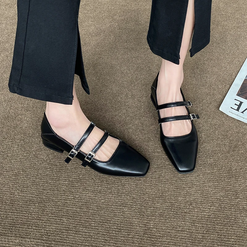 ماري جين أحذية للنساء ربيع جديد الضحلة كعب سميك حذا فردي للسيدات لينة ومريحة أحذية الزفاف الباليه Zapatos Mujer