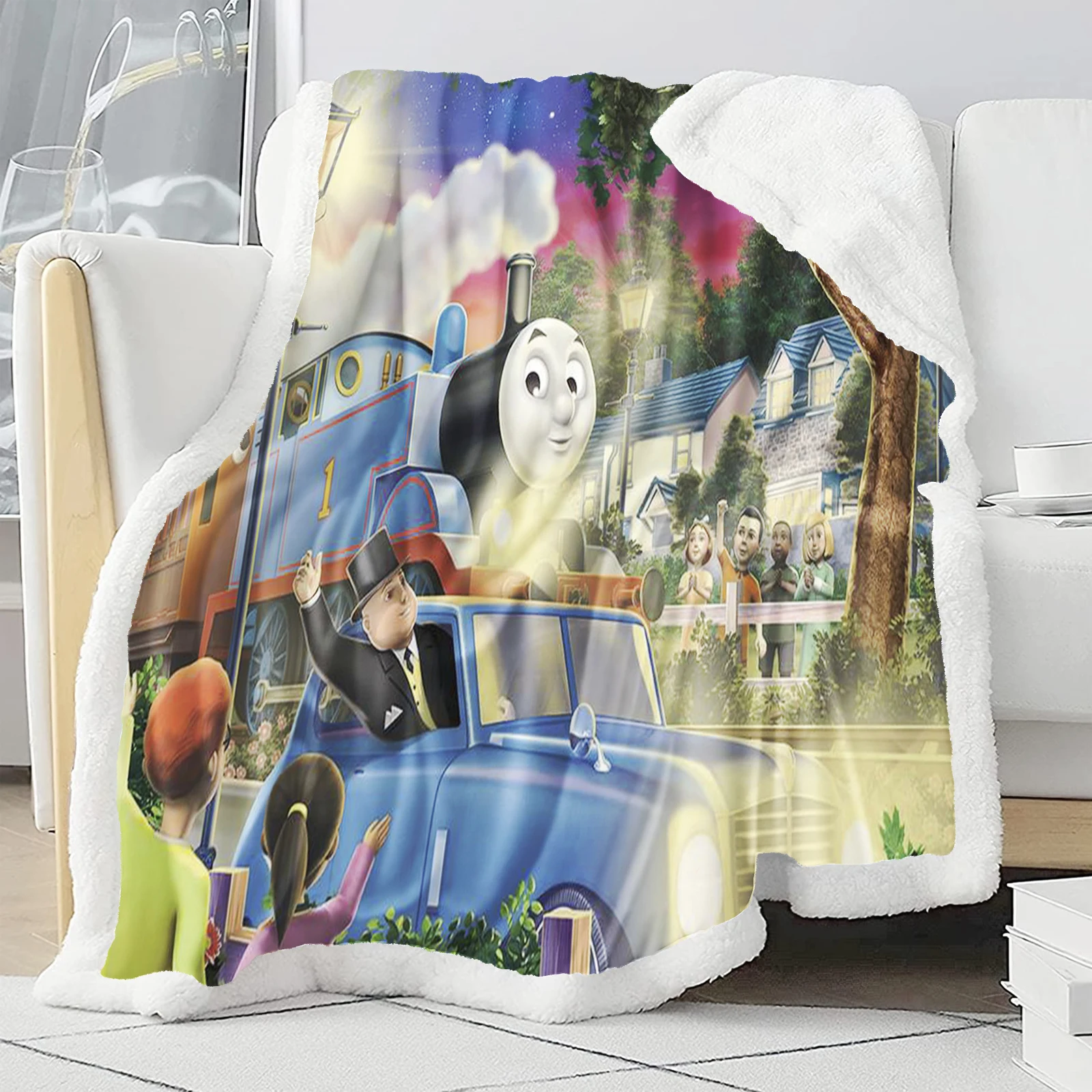 Thomas and Friends Blankets Cartoon Train Soft Skin-Friendly Children Nap Blanket Cute Printed Luxury Fashion Throws