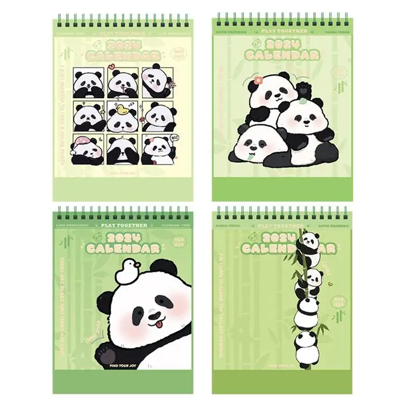 2024 الباندا التقويم سطح المكتب الباندا التقويم ديكور معدني مزدوج الموضوع ملزمة لوازم الديكور للمكاتب المنازل والمكاتب