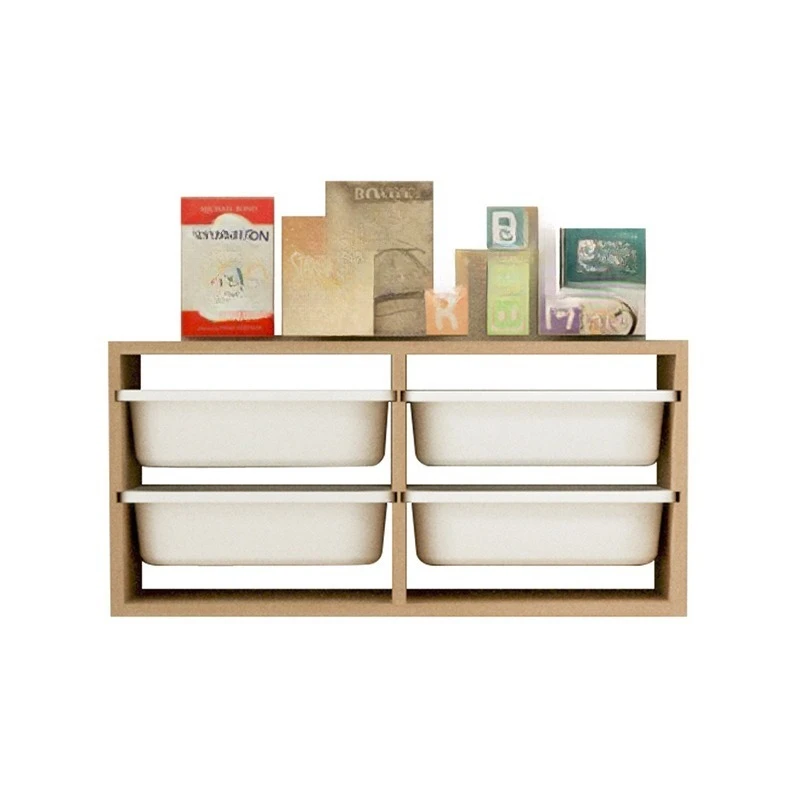 

Double solid wood wall shelf, living room, study, bedroom, pine storage, storage rack with drawers